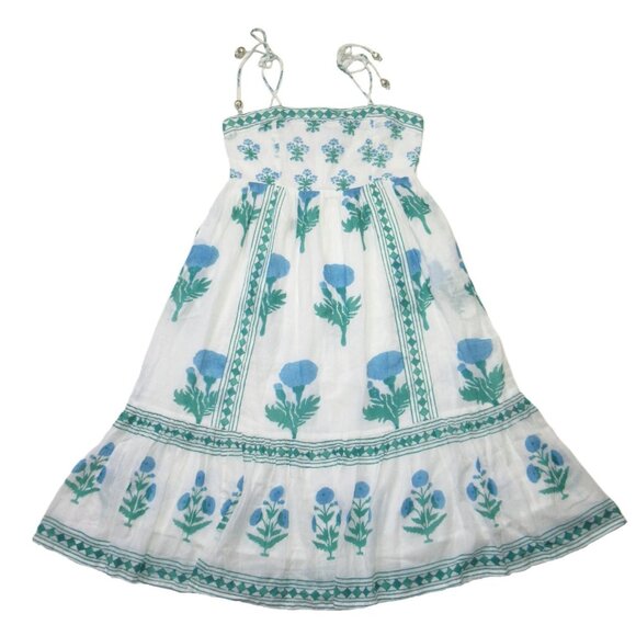 Oliphant Dresses & Skirts - NWT Oliphant Tie Strap Midi in Bloom Blue Blockprint Cotton Tank Dress M